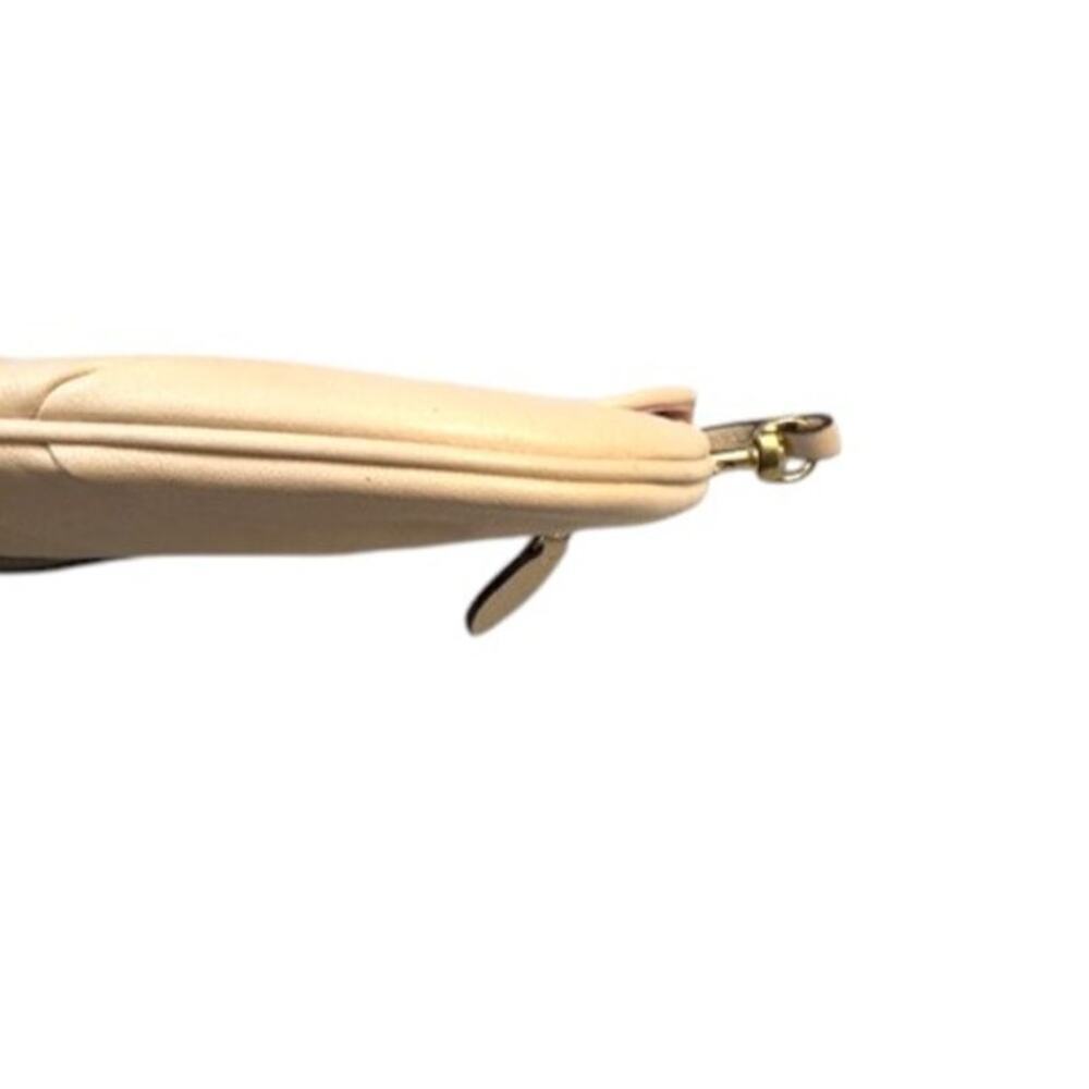 Coach Leather Wristlet Clutch Beige Cream Pleated Small Bag Gold Snap Purse - Picture 8 of 10